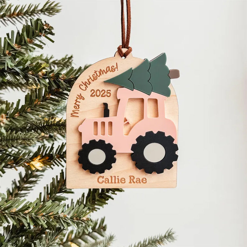 Baby's First Christmas Ornament 2025, Personalized Tractor Baby Christmas Ornament