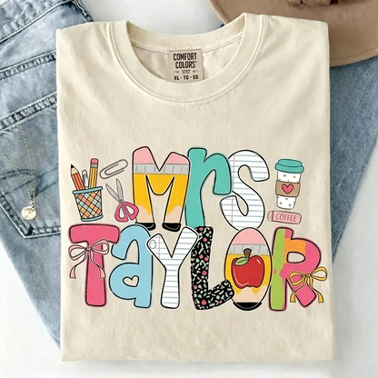 Personalized Teacher Shirt, Custom Name Teacher Tee, Mrs Teacher Shirt