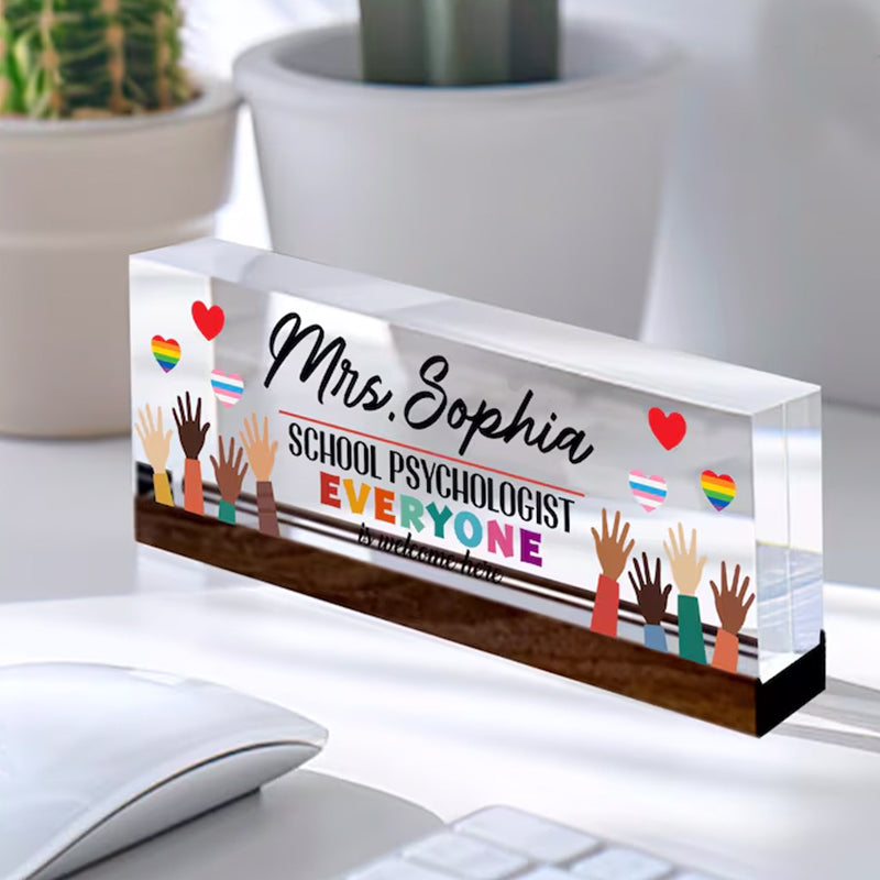 Custom Name Plate for Desk, Teacher Name Plate, Psychologist Gift