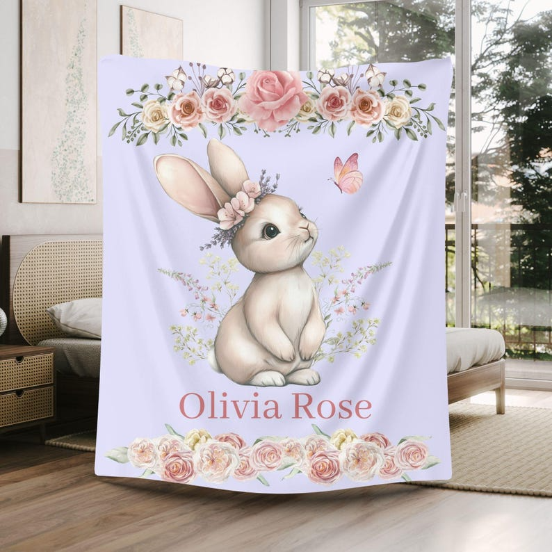 Personalized Bunny Baby Blanket