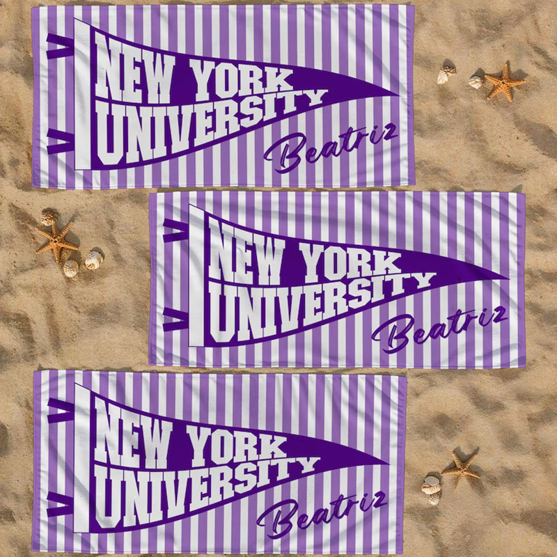 Personalized College Pennant Beach Towel, School Banner School Spirit Beach Towel
