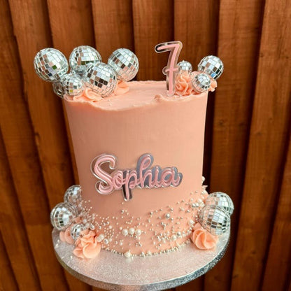 Double layered acrylic cake topper / cake charm - Name and Number