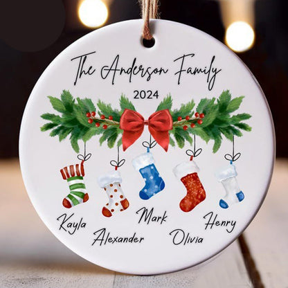 Personalized Family of 4 Ornament, Custom Family Stocking Ornament