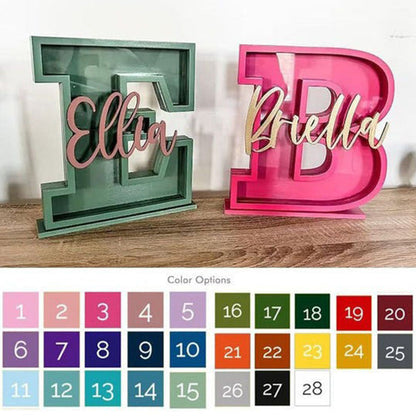personalized wood letter piggy banks