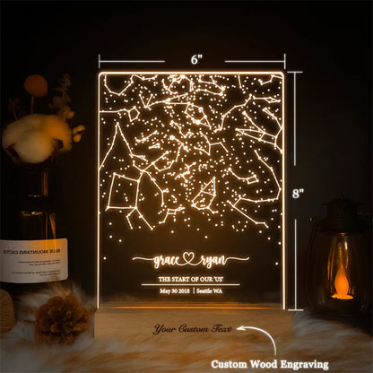 Custom star map by date, Engagement star light