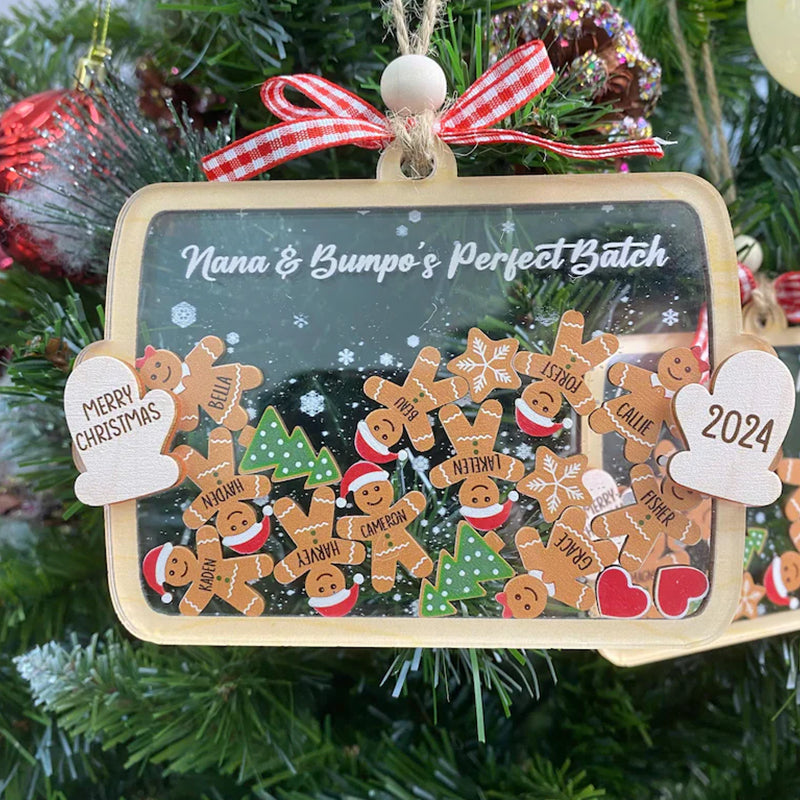 Custom Family Member Shaker Ornament, Custom Gingerbread Family Ornament
