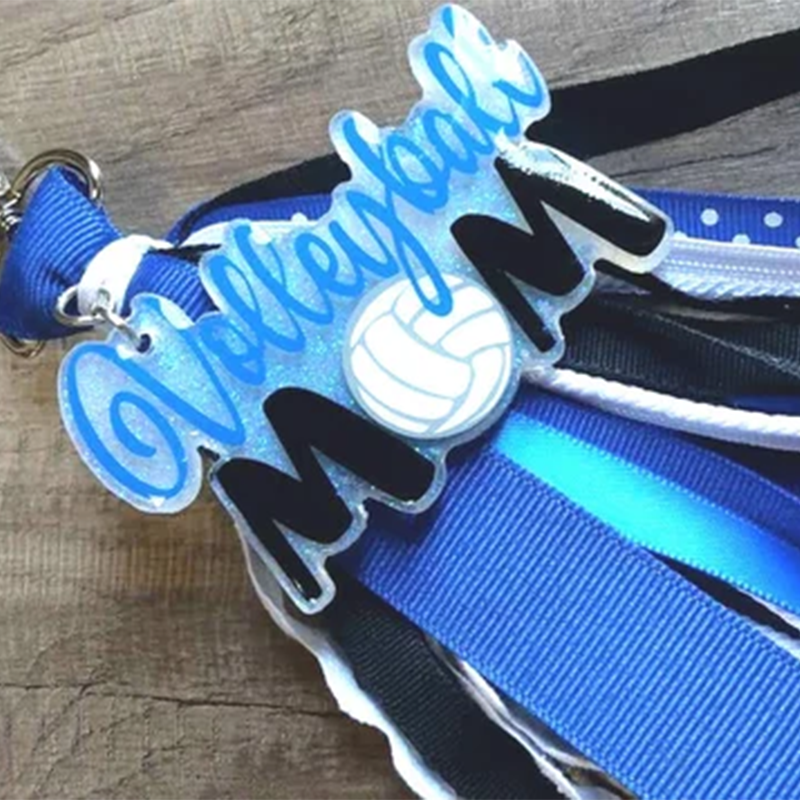 Volleyball Mom Bag Tag/Keychain with Ribbon Tassels