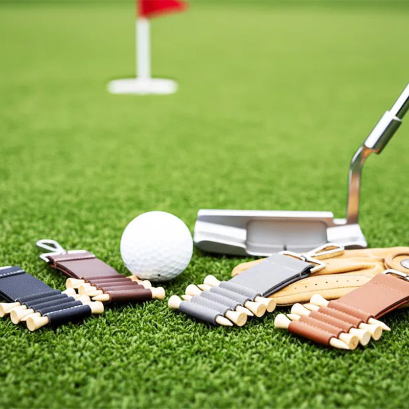 Engraved Leather Golf Bag Tag, Personalized Golf Tee Holder