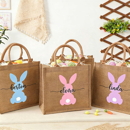 Personalized Easter Tote bag with Bunny,Easter Basket gift,Easter Bag with Name,Easter Gift