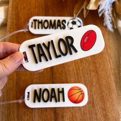Sporty Bag Tag | Sports Team Name Tag | Keyring