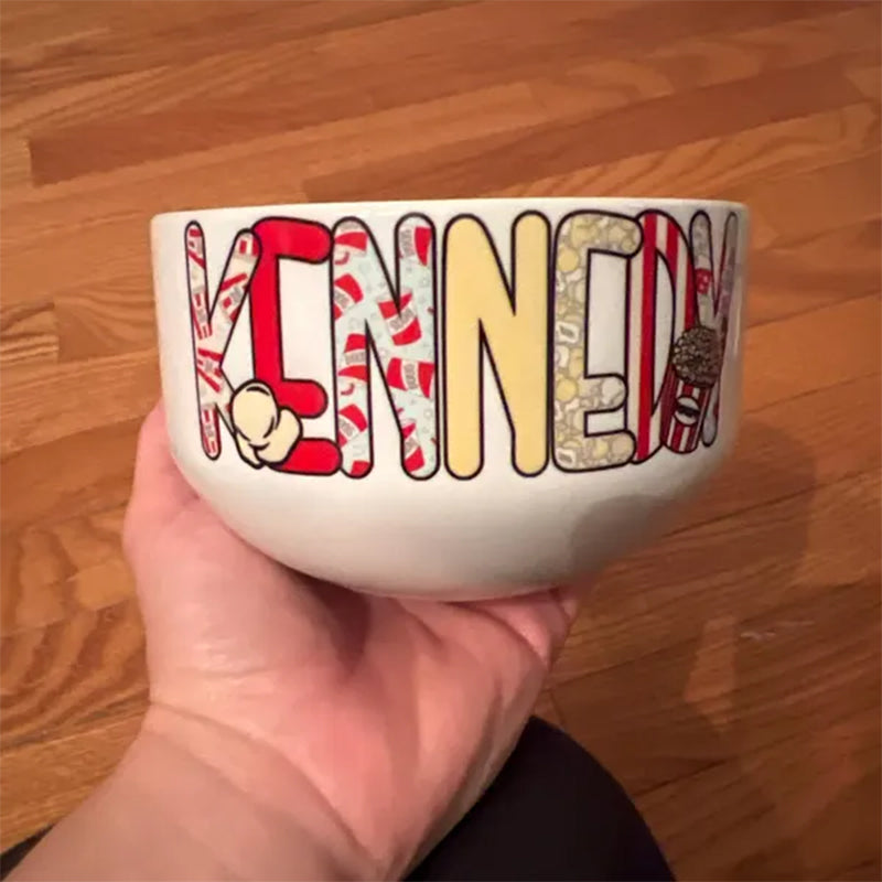 Personalized Popcorn Bowl | Custom Family Snack Bow