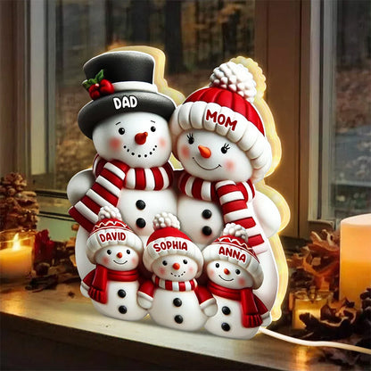 Personalized Snowman Family Christmas Light Box