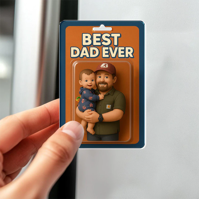 Personalized Father's Day Gift For Dad, Custom Photo Dad And Kids Action Figure Acrylic Block