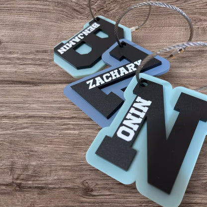 Custom Name Backpack Tag - Personalized Name Tag Initial Keychain Personalized Gift