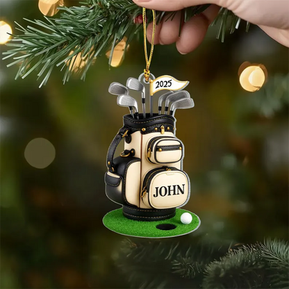 Personalized Golf Bag 2D Flat Ornament, Custom Name Golf Lover Christmas Ornament