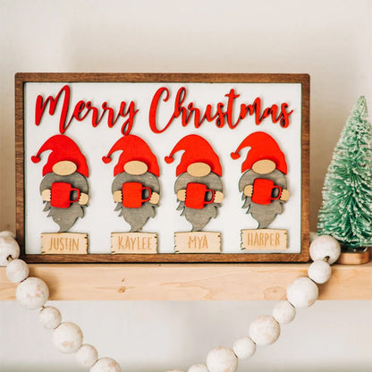 Merry Christmas Gnome Family Sign - Gnome Family Decor