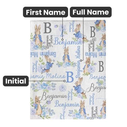 Personalized Peter Rabbit Bunny Floral Easter Blanket