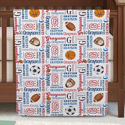 Athletic-Themed Personalized Blanket