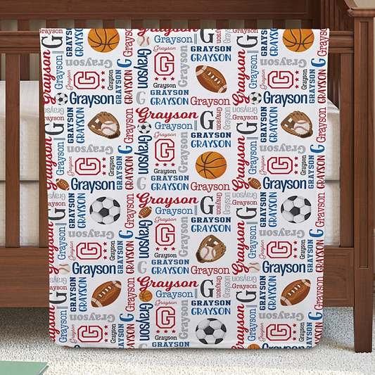 Athletic-Themed Personalized Blanket