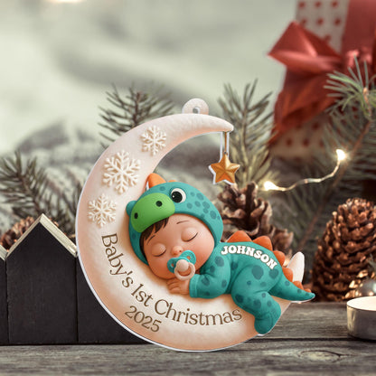 Personalized Baby's First Christmas Ornament Acrylic Moon Keepsake