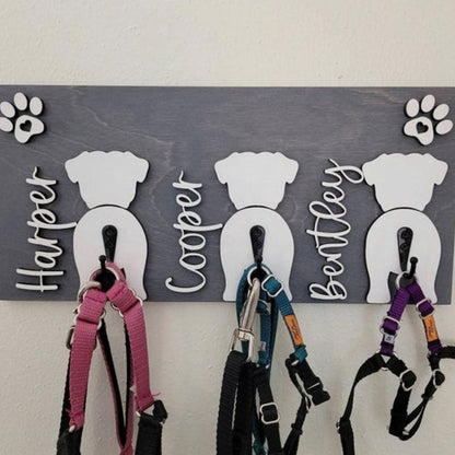 Personalized Dog Leash Holder, Custom Dog Butt Leash Holder, Dog Paw Print Leash Holder