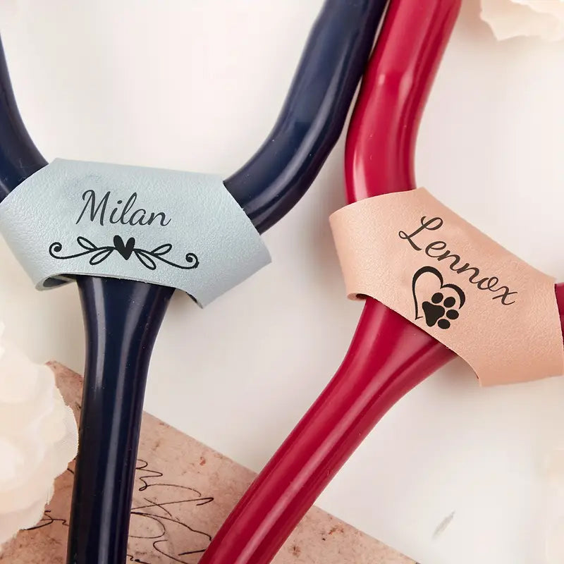Personalized Faux Leather Stethoscope Name Tags
