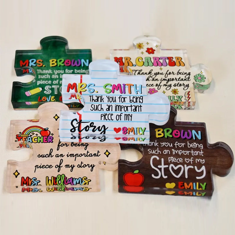 Personalized Teacher Appreciation Gift Puzzle Piece, Custom Acrylic