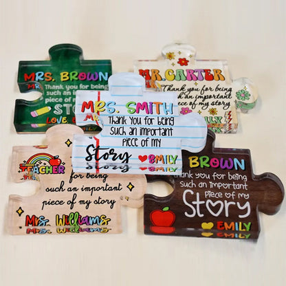 Personalized Teacher Appreciation Gift Puzzle Piece, Custom Acrylic
