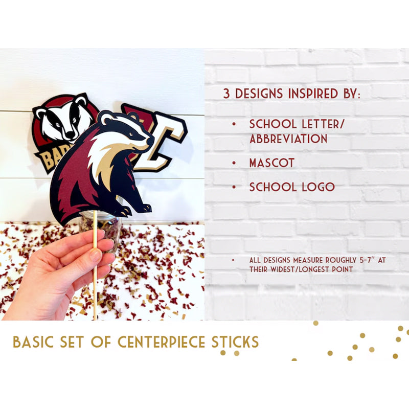 Custom University Centerpiece Sticks- Colors & Logo Graduation Gift