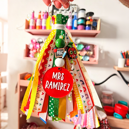 Personalized Teacher Keychain | Custom Name Tassel Gift for Teachers
