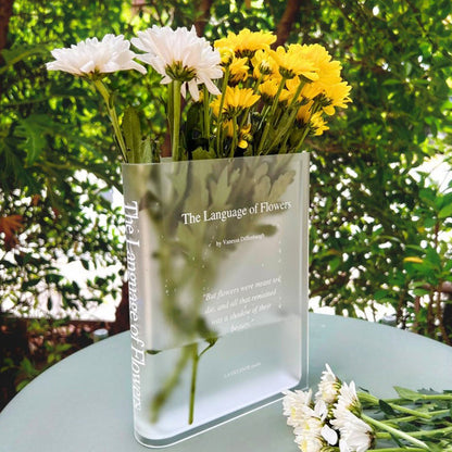 Acrylic Book Vase for Flowers Bookshelf Decor