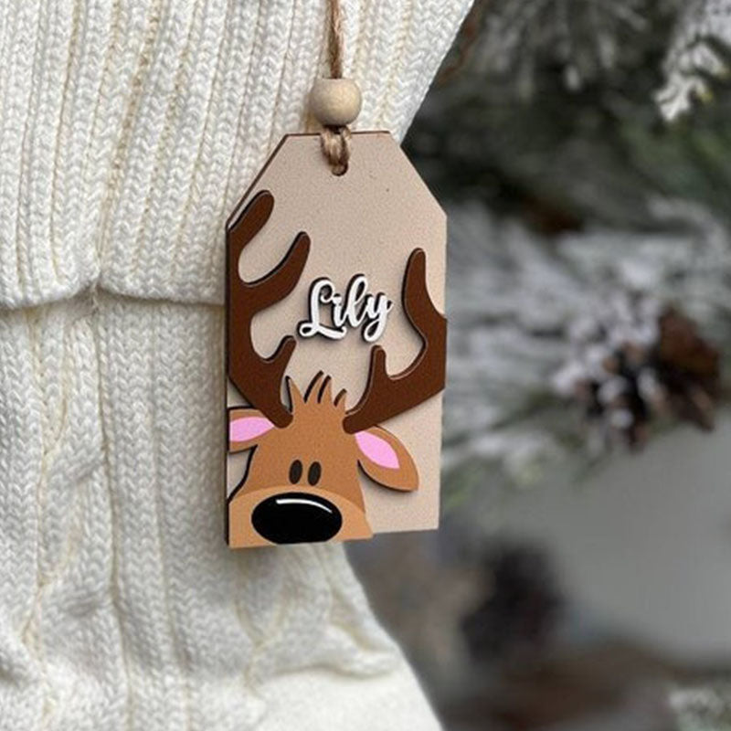 Reindeer Personalized Christmas Stocking Tags