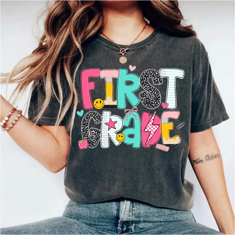 Comfort Colors First Grade Shirt, Custom Teacher Shirt
