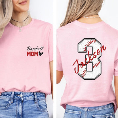 Baseball Mom T-Shirt,Custom Baseball Mom Shirt,Personalized Baseball Gift for Mom