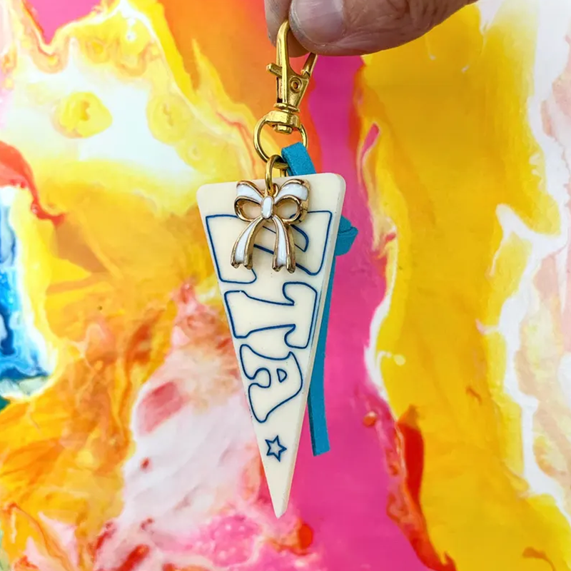 Sorority Pennant Keychain l Personalized Greek Letters Keychain