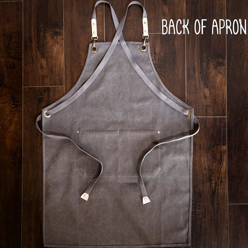 Custom Canvas Workshop Barbeque Apron With Pockets, Personalized Bar Apron