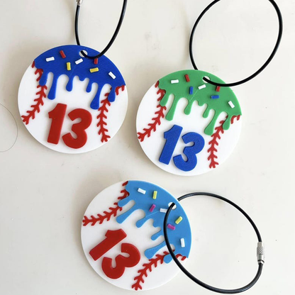 Ice Cream Drip Baseball Bag Tag