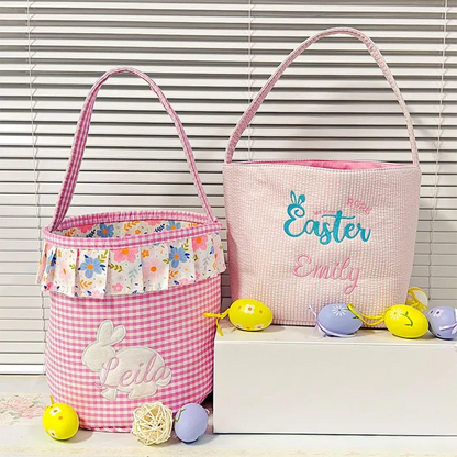 Personalized Bunny Basket: Kids Easter Gift, Toy Organizer