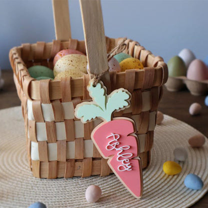 Personalized Easter Basket Name Tag: Acrylic Carrot Charm for Kids
