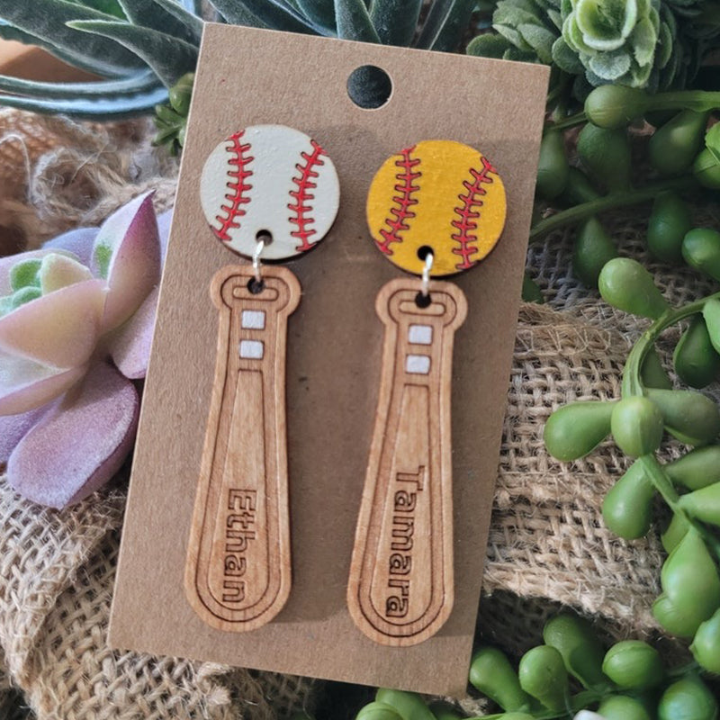 BASEBALL or SOFTBALL EARRINGS + Personalized gift