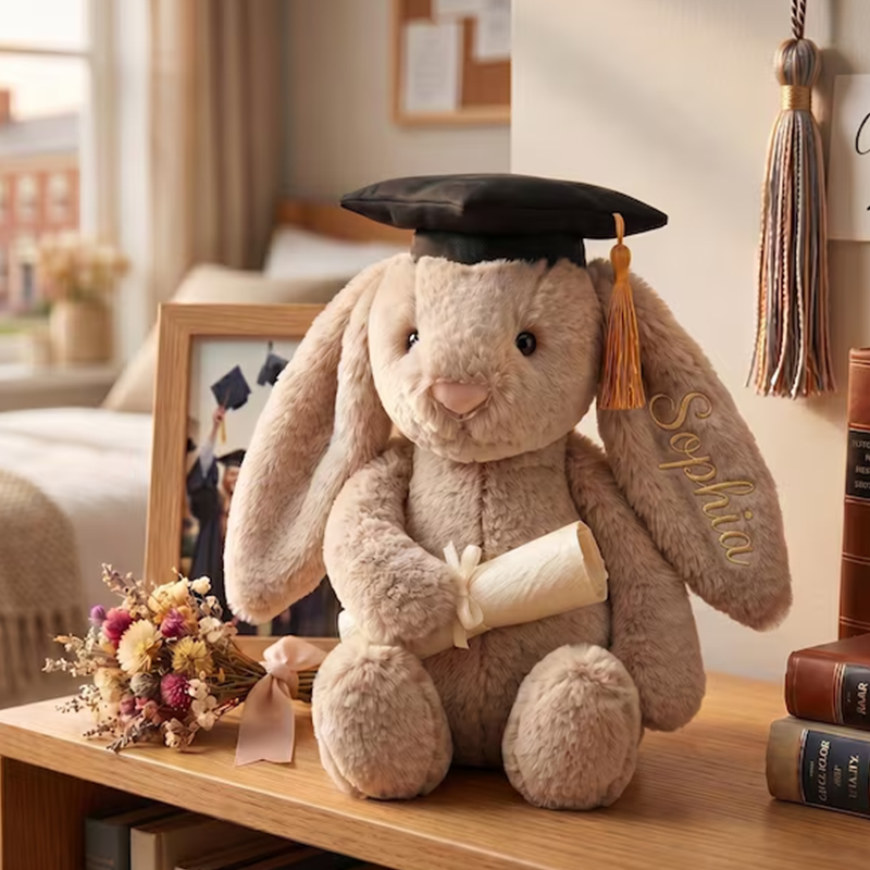 Personalized Graduation Bunny Plush, College Graduation Gift