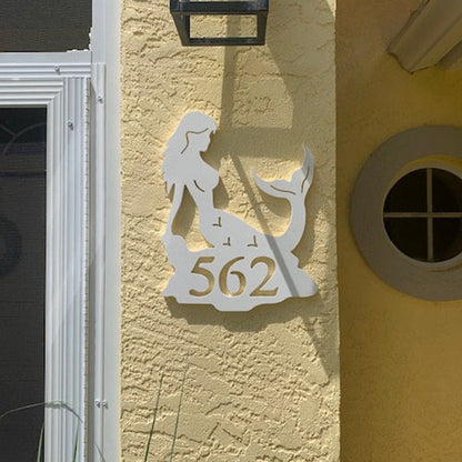 House Number Plaque , Personalized Sign, Outdoor Decor, Coastal Themed Custom Sign