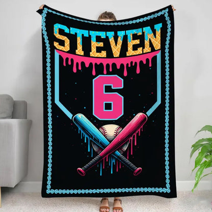Custom Ice Cream Drip Baseball Blanket