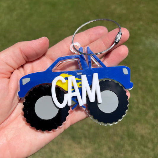 Monster Truck Keychain, Personalized Truck Bag Easter Tag