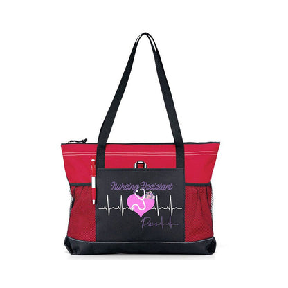 Personalized Floral Heartbeat Nursing Assistant Tote Bag