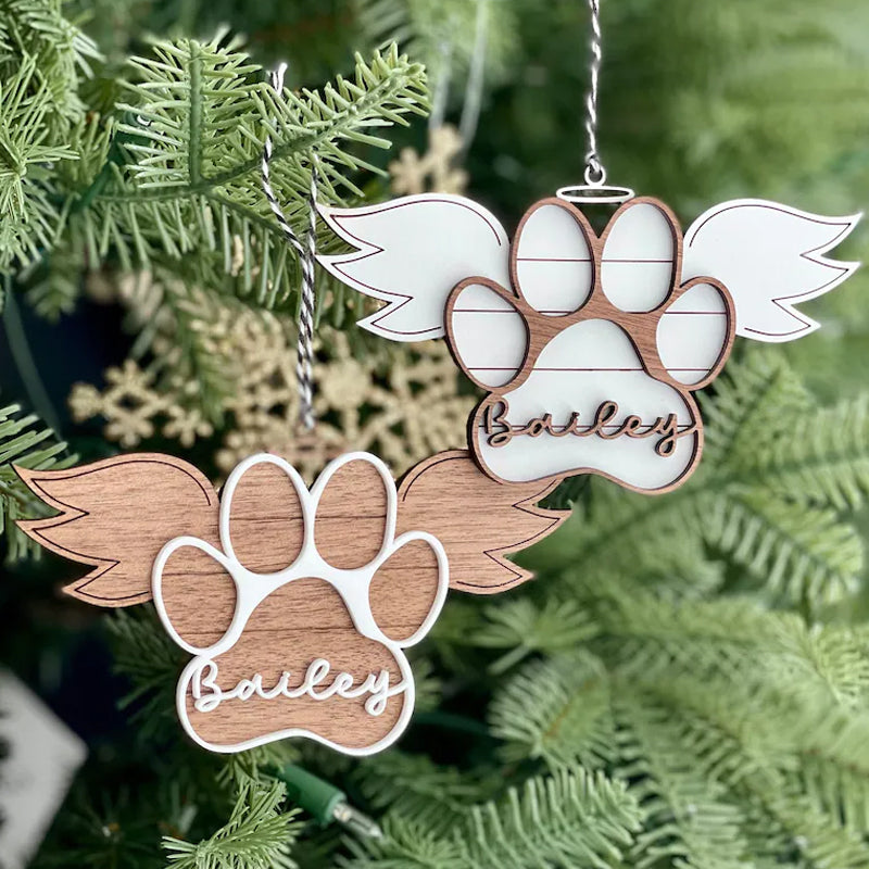 Pet Memorial Ornament, Paw with Wings Christmas Ornament