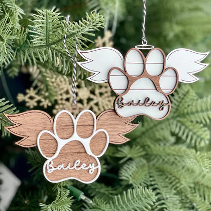 Pet Memorial Ornament, Paw with Wings Christmas Ornament