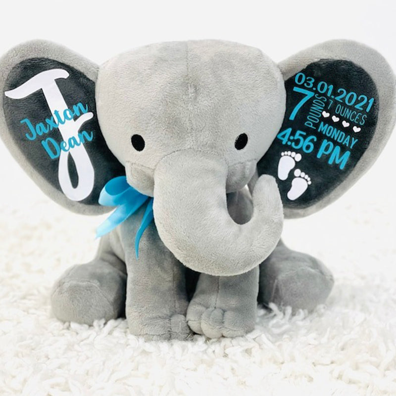 Gift for Baby Girl & New Mom,Personalized Elephant Stuffed Animal