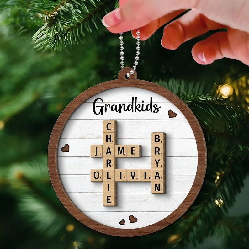 Scrabble Custom Grandchild Christmas Ornament
