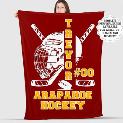 Personalized Hockey Blanket, Senior 2025 Custom Ice Hockey Team Blanket